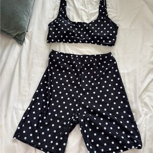 Black & White Polka Dot Two-Piece Workout Set